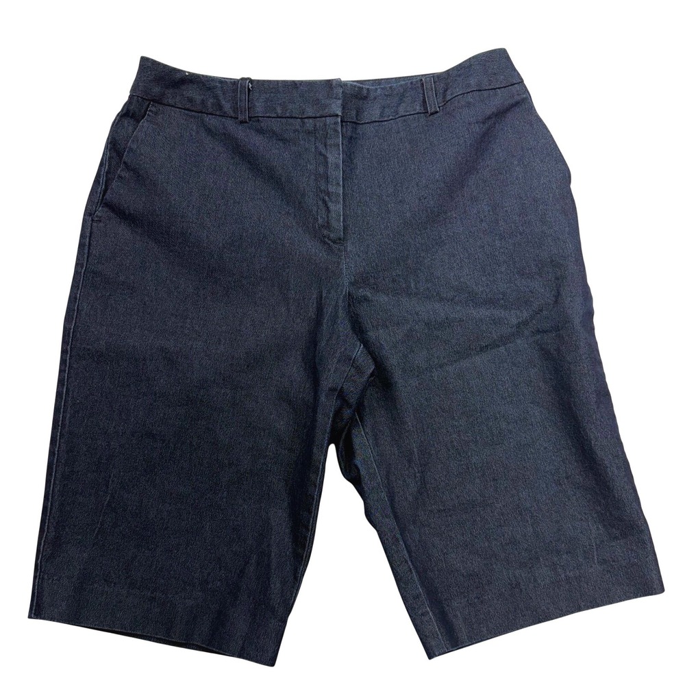Josephine Chaus Indigo Denim Bermuda Shorts 6 Dark Blue Stretch Jorts Preppy